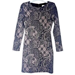 Badgley Mischka Womens Sheath Dress 4 Black with Gold Metallic Paisley Zip Back
